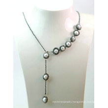Fashion Jewelry Hematite Baroque Pearl Necklace for Lady Evening Party
